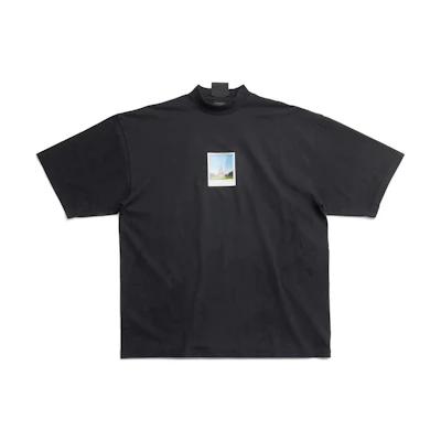 (Women) Balenciaga SS23 Oversized Black T-Shirt with Architectural Print Design. 744439TOVC51055