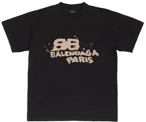 (W) 巴黎世家 SS23 手繪BB標誌印花寬鬆版黑色T恤。 612965TNVN41059 Order (W) 巴黎世家 SS23 手繪BB標誌印花寬鬆版黑色T恤。 612965TNVN41059