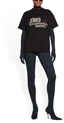 (W) 巴黎世家 SS23 手繪BB標誌印花寬鬆版黑色T恤。 612965TNVN41059 Purchase (W) 巴黎世家 SS23 手繪BB標誌印花寬鬆版黑色T恤。 612965TNVN41059