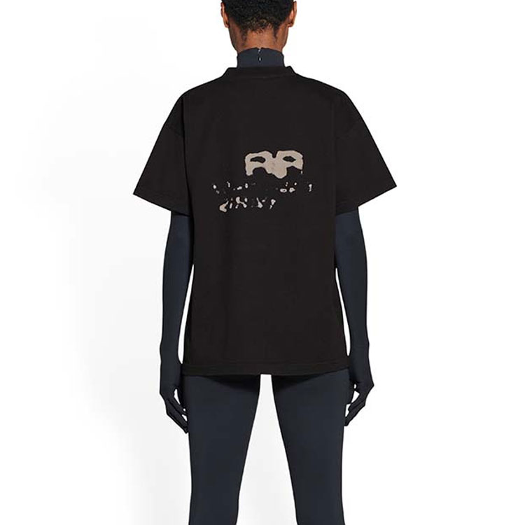 Sizing (W) 巴黎世家 SS23 手繪BB標誌印花寬鬆版黑色T恤。 612965TNVN41059