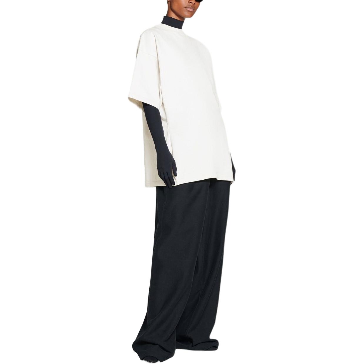 (Women) Balenciaga SS23  Oversized White Logo Embroidered T-Shirt. 724524TNVM79121 圖 4