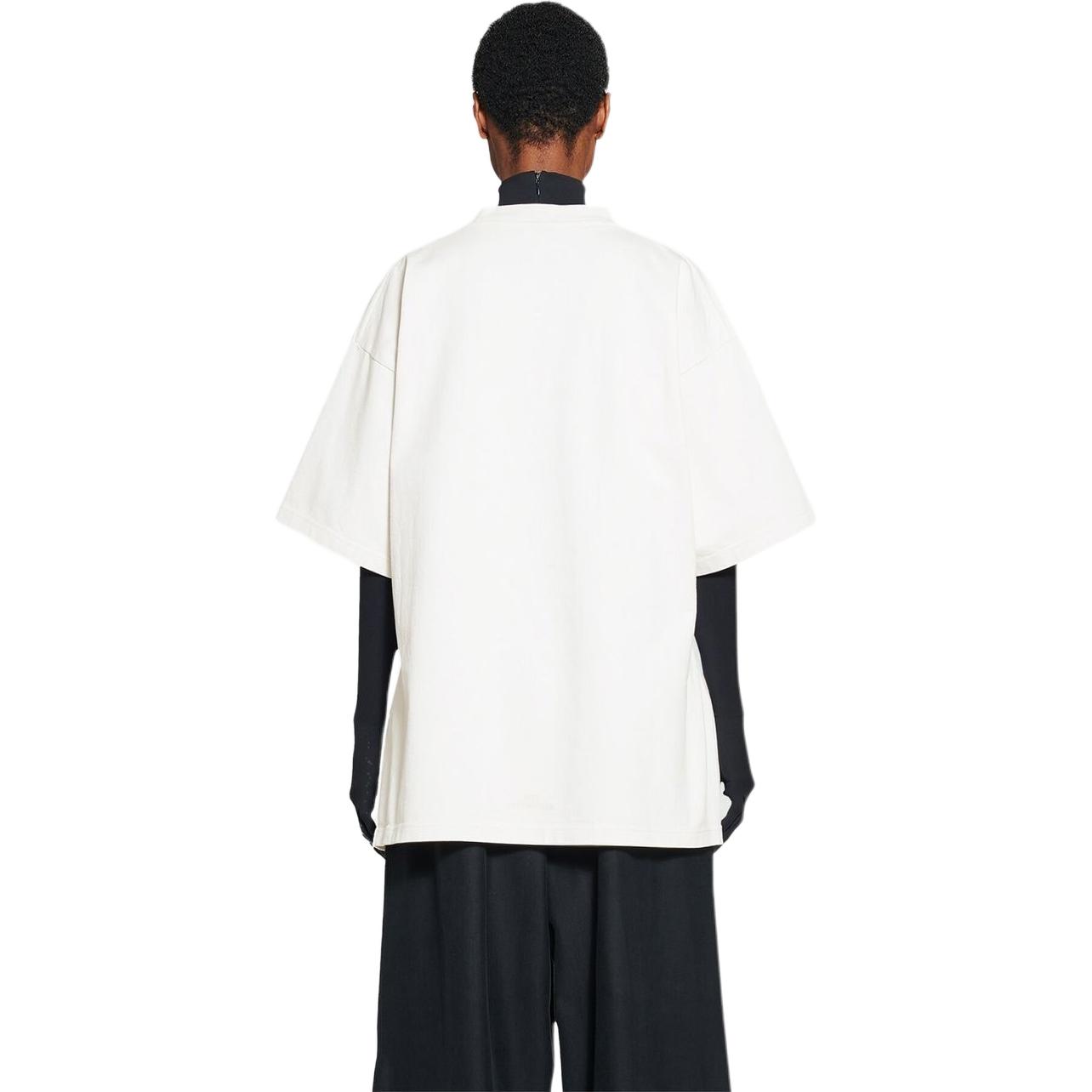 (Women) Balenciaga SS23  Oversized White Logo Embroidered T-Shirt. 724524TNVM79121 圖 6