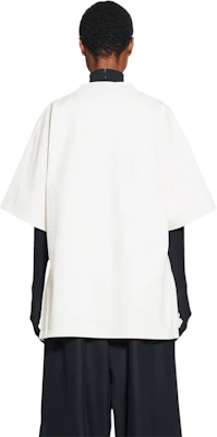 (W) 巴黎世家 SS23 白色刺绣Logo宽松版T恤 724524TNVM79121 Details for (W) 巴黎世家 SS23 白色刺绣Logo宽松版T恤 724524TNVM79121