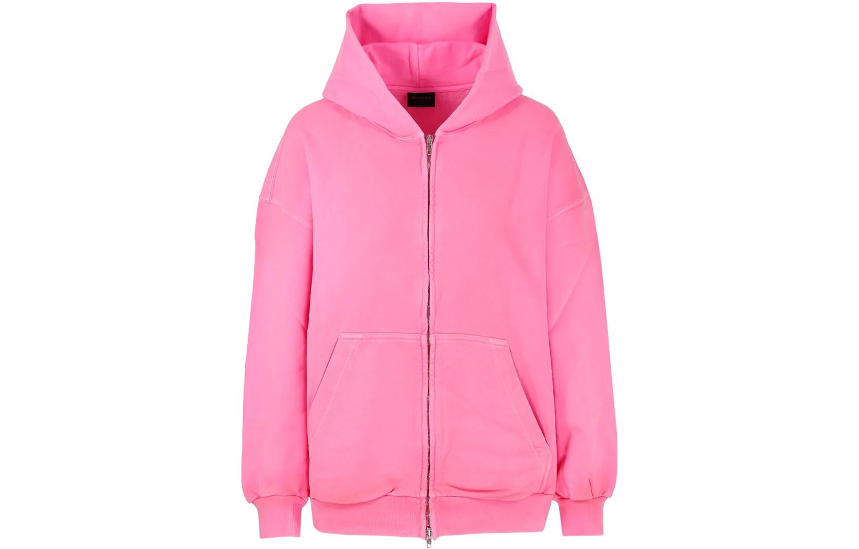 (Women) Balenciaga SS23  Pink Zip-Up Hoodie Jacket Loose Fit 744454TOVG55965