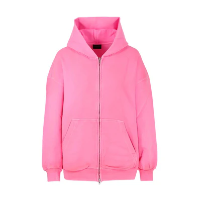 (Women) Balenciaga SS23 Pink Zip-Up Hoodie Jacket Loose Fit 744454TOVG55965