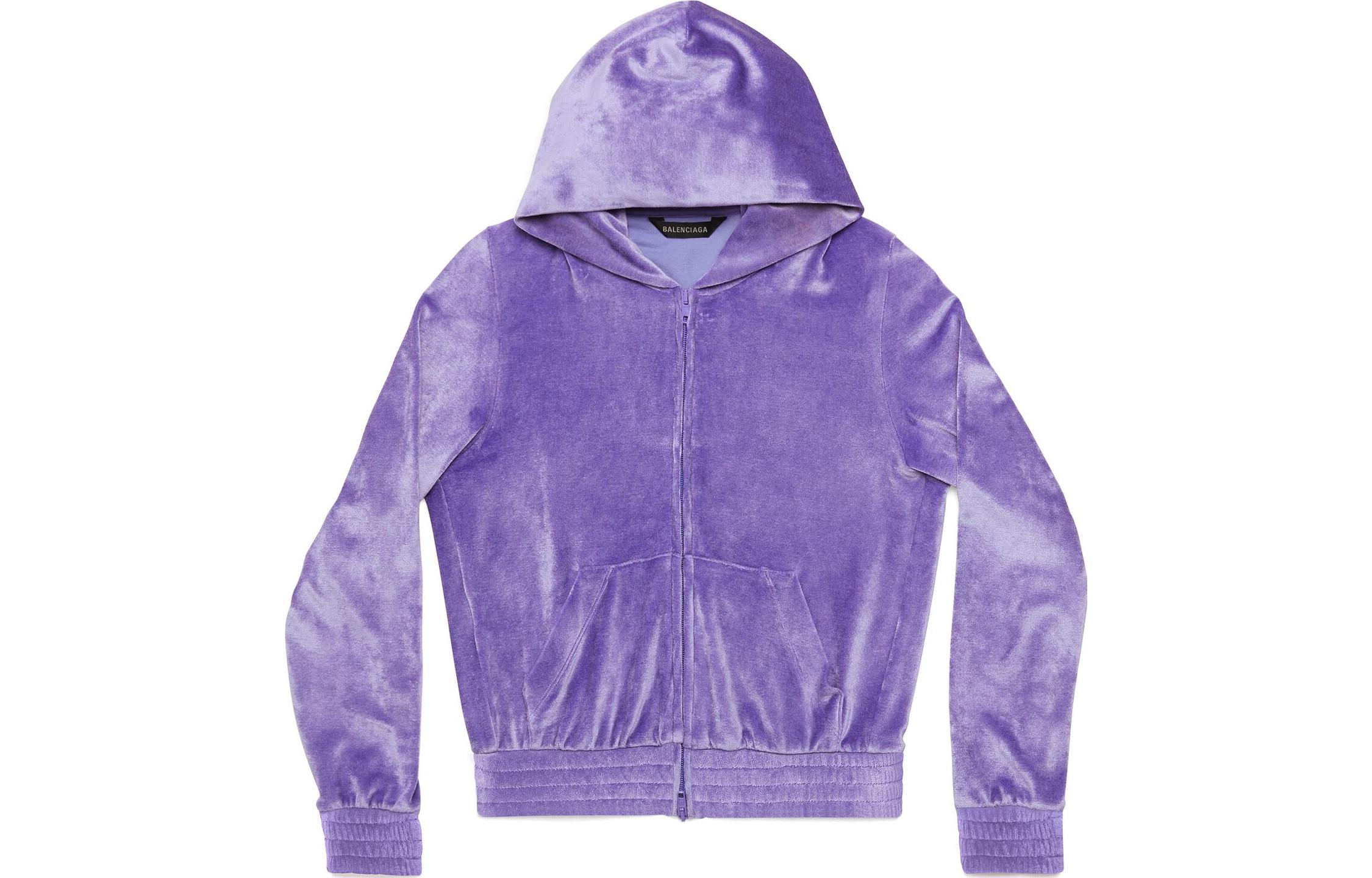 (Women) Balenciaga SS23  Purple Letter Print Zip-Up Long Sleeve Sweatshirt. 751792TOV105310