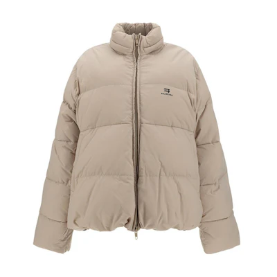 (Women) Balenciaga SS23 Quilted Cotton Jacket Khaki with Logo Print. 719862TNO459937