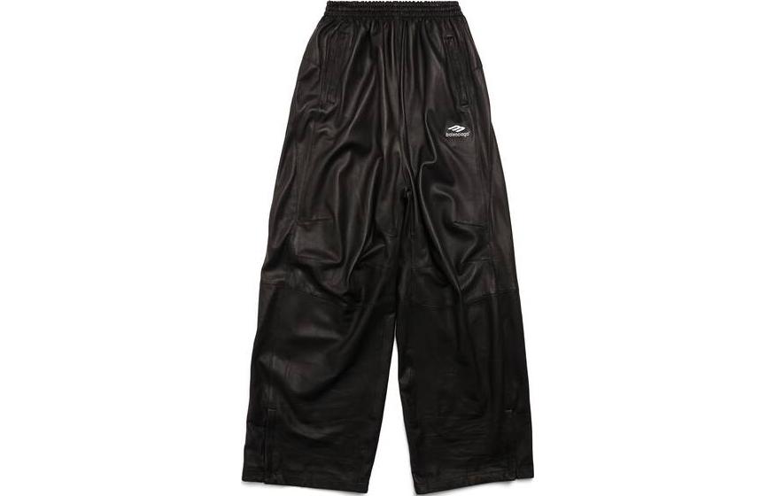 (Women) Balenciaga SS23  Relaxed Fit Black Logo Print Casual Pants. 697773TMS021000