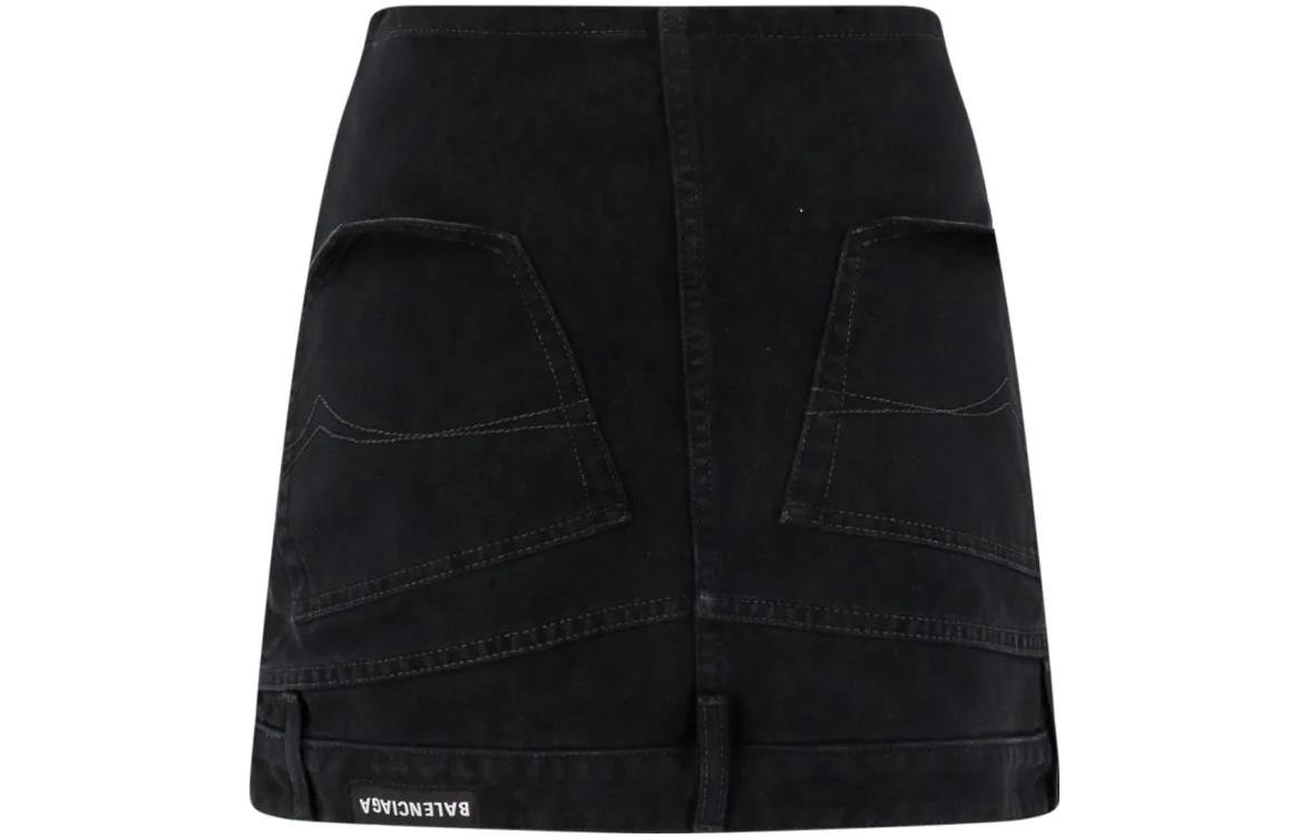 Lookbook (W) 발렌시아가 SS23 슬림핏 솔리드 버튼 쇼츠 스커트. 750955TNW111700