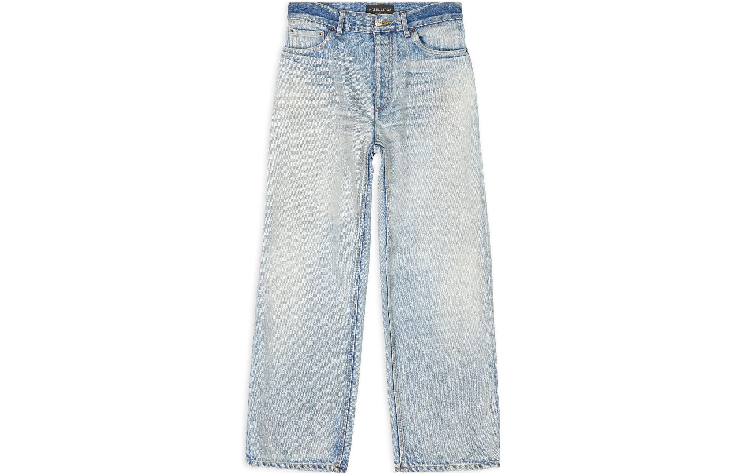 Order (Women) Balenciaga SS23  Washed Effect Loose Fit Blue Button Jeans. 724725TJW794359