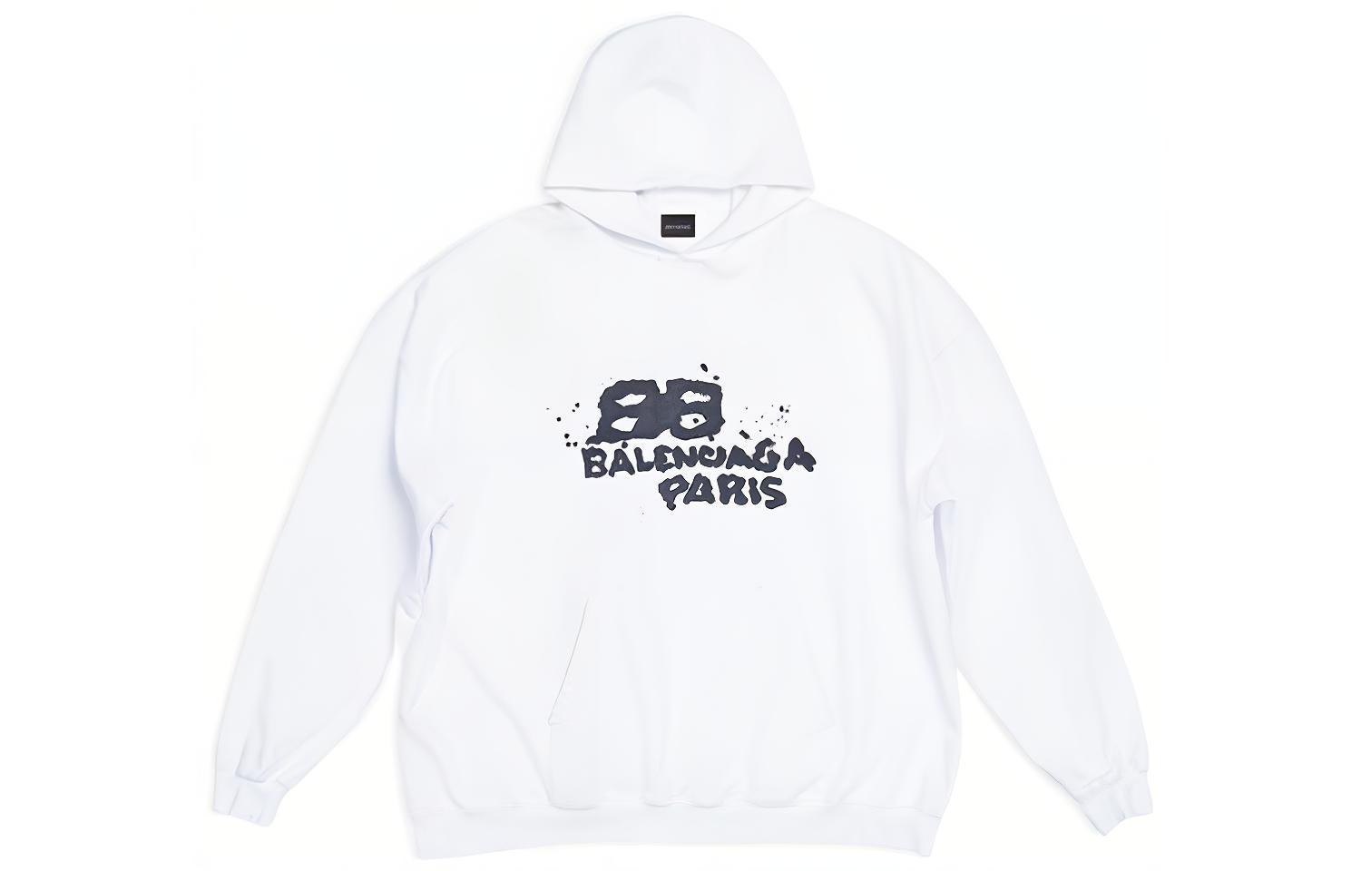 (Women) Balenciaga SS23  White Letter Print Oversized Hoodie. 620947TNVQ19040