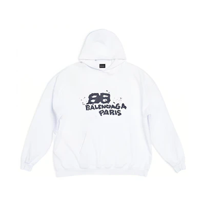 (Women) Balenciaga SS23 White Letter Print Oversized Hoodie. 620947TNVQ19040