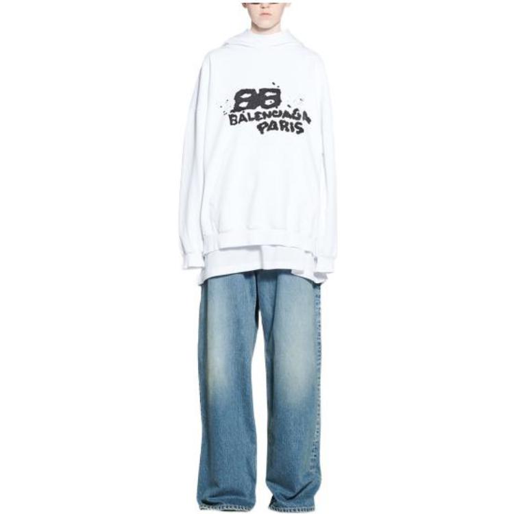 (Women) Balenciaga SS23  White Letter Print Oversized Hoodie. 620947TNVQ19040 圖 3