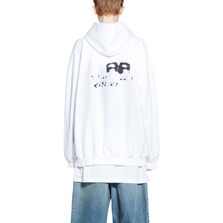 (Women) Balenciaga SS23  White Letter Print Oversized Hoodie. 620947TNVQ19040 圖 4