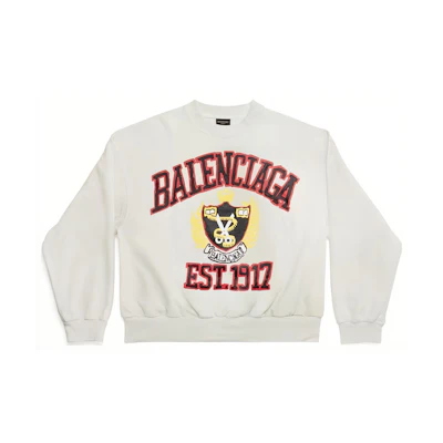 (Women) Balenciaga SS23 White Logo Print Oversized Crewneck Sweatshirt. 697869TOVK29012