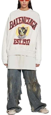 (W) Balenciaga SS23 Baju Kelabu Putih Logo Oversized Crewneck. 697869TOVK29012 Shop (W) Balenciaga SS23 Baju Kelabu Putih Logo Oversized Crewneck. 697869TOVK29012