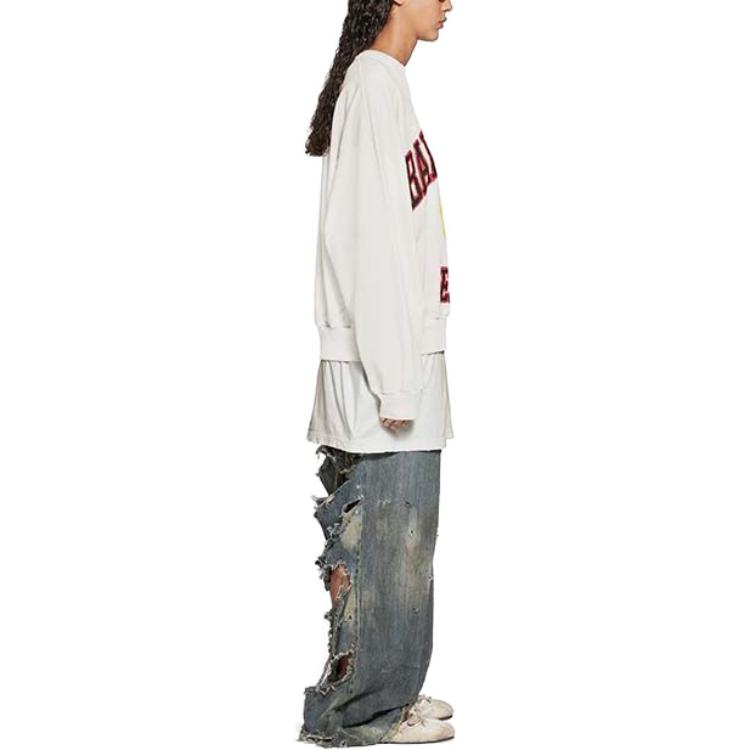 Details for (W) バレンシアガ SS23 ホワイトロゴプリント オーバーサイズ クルーネックスウェット。 697869TOVK29012