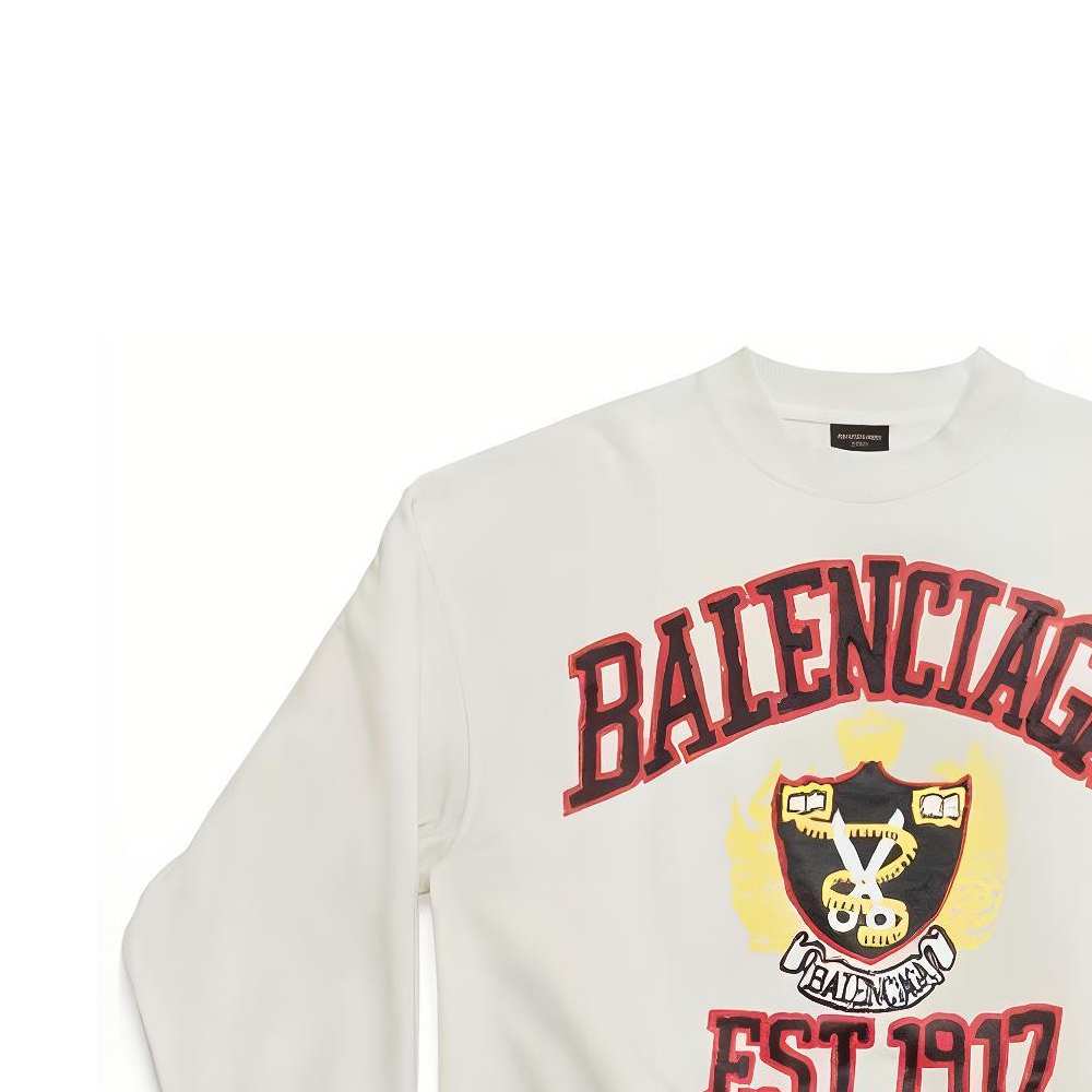 Sizing (W) バレンシアガ SS23 ホワイトロゴプリント オーバーサイズ クルーネックスウェット。 697869TOVK29012