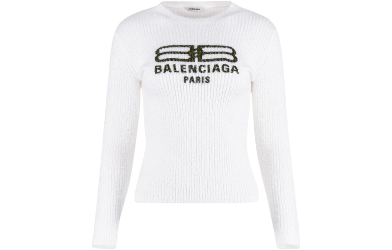 Order (Women) Balenciaga SS23  White Pullover Sweater with Logo Print Regular Fit. 706311T32509040
