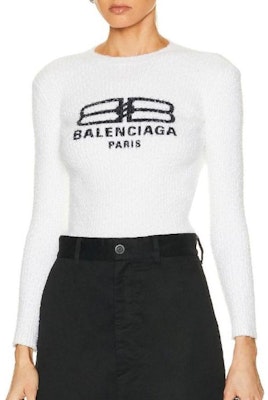 (Women) Balenciaga SS23 White Pullover Sweater with Logo Print Regular Fit. 706311T32509040 Shop (Women) Balenciaga SS23 White Pullover Sweater with Logo Print Regular Fit. 706311T32509040