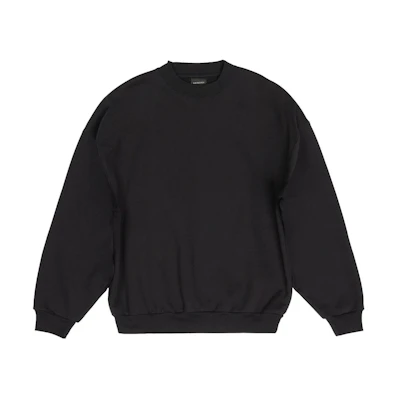 (Women) Balenciaga SS23 Black Oversized Plain Crewneck Pullover Sweatshirt 724544TNVL51000