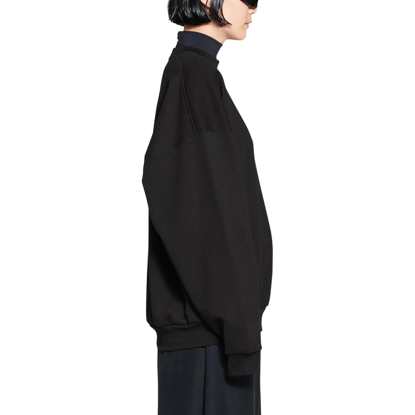 Purchase (W) 발렌시아가 SS23 블랙 오버사이즈 크루넥 풀오버 스웻셔츠 724544TNVL51000