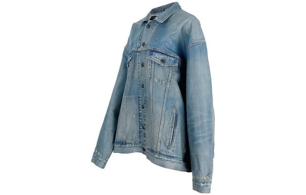 (Women) Balenciaga SS23 Distressed Long Sleeve Denim Jacket Women’s Blue. 721709TNW604268 圖 4