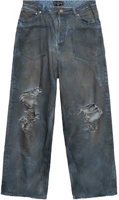 (W) 巴黎世家SS23蓝色破洞宽松牛仔裤带侧口袋 751111TDW143359 Order (W) 巴黎世家SS23蓝色破洞宽松牛仔裤带侧口袋 751111TDW143359