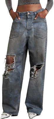 (W) 巴黎世家SS23蓝色破洞宽松牛仔裤带侧口袋 751111TDW143359 Purchase (W) 巴黎世家SS23蓝色破洞宽松牛仔裤带侧口袋 751111TDW143359