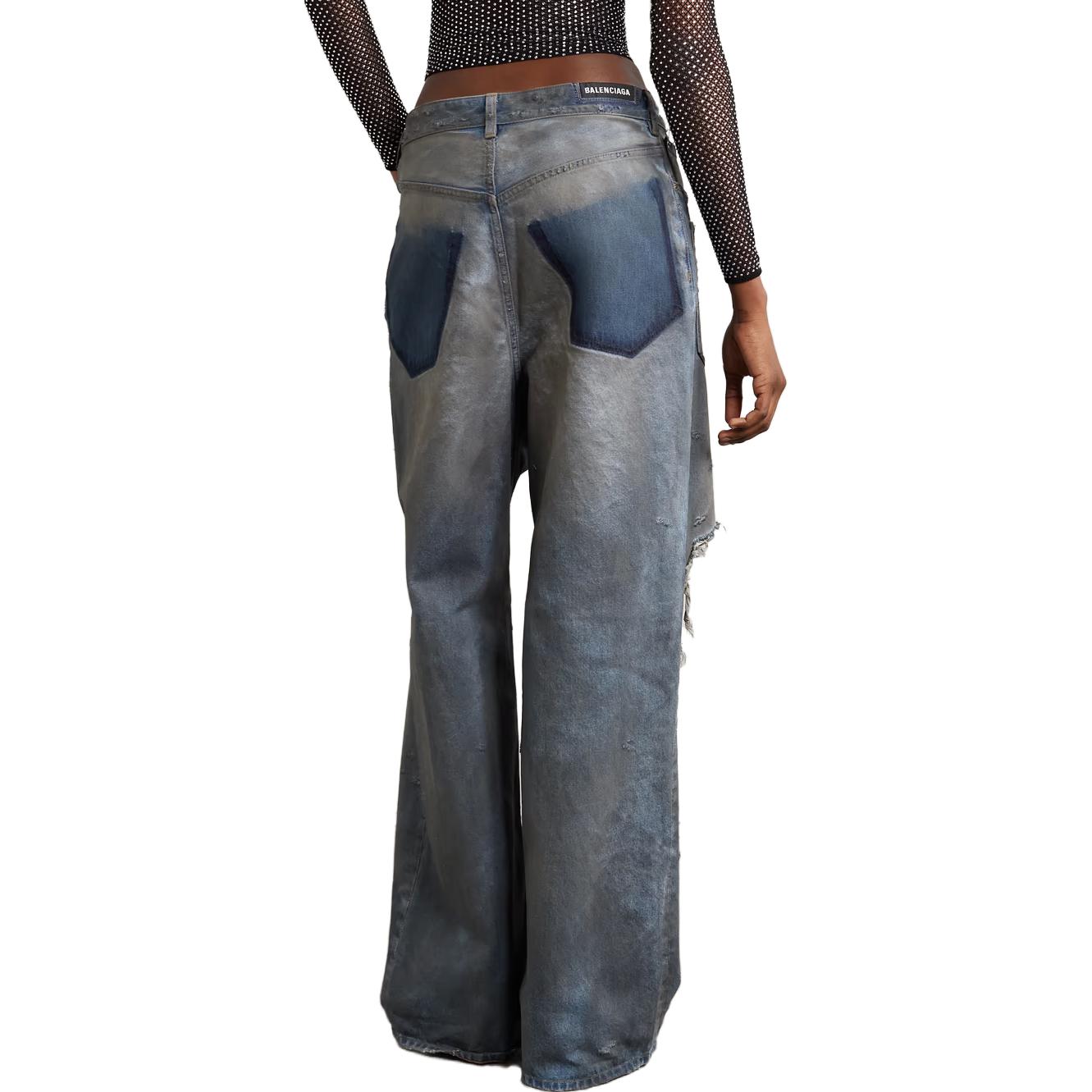 Details for (W) 巴黎世家SS23蓝色破洞宽松牛仔裤带侧口袋 751111TDW143359