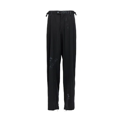 (Women) Balenciaga SS23 Graffiti Logo Print Straight-Leg Pants Regular Fit Women Black 738848TOT031000