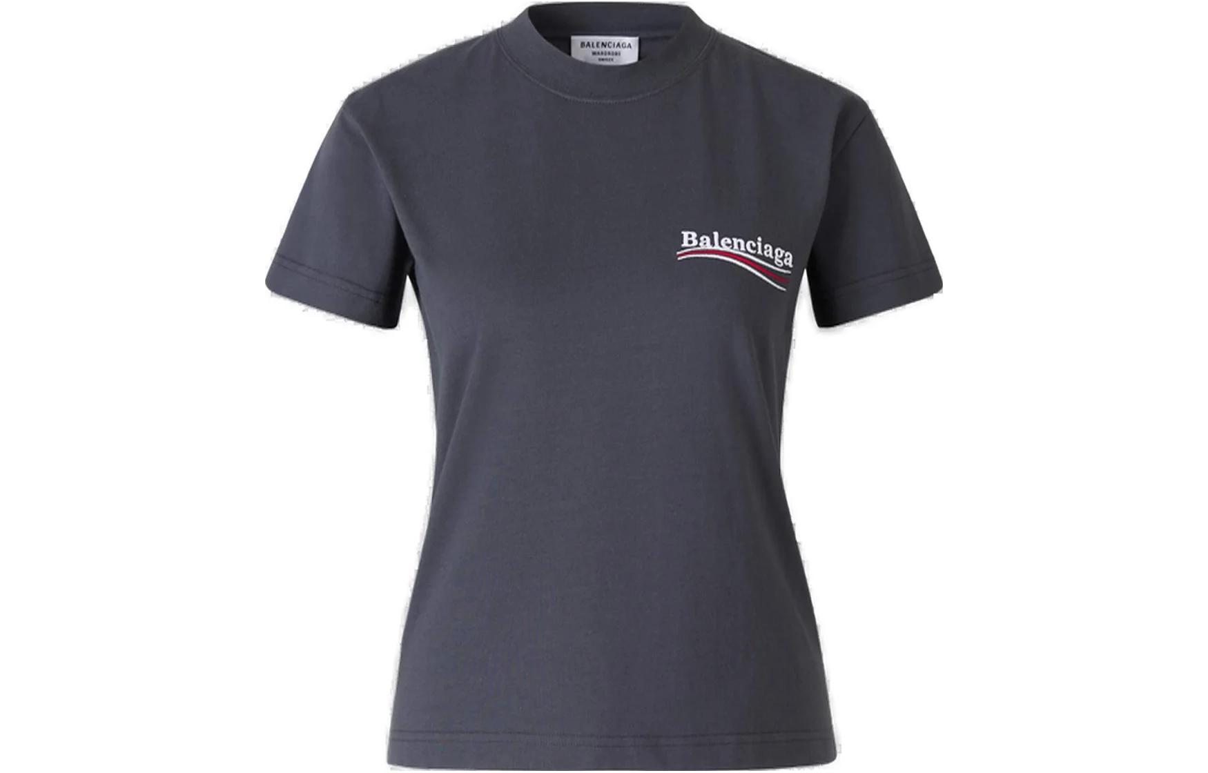 (Women) Balenciaga SS23 Letter Logo Print Crewneck T-Shirt Regular Fit Women’s Dark Grey 612964TKVJ11366 圖 2