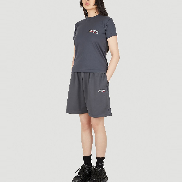 (Women) Balenciaga SS23 Letter Logo Print Crewneck T-Shirt Regular Fit Women’s Dark Grey 612964TKVJ11366 圖 3