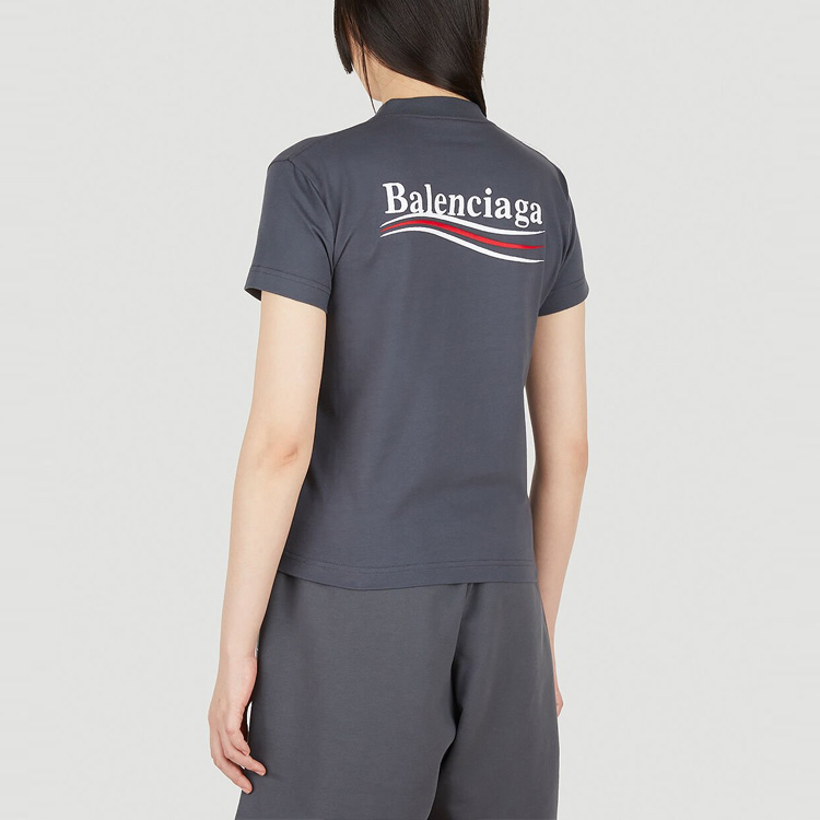 (Women) Balenciaga SS23 Letter Logo Print Crewneck T-Shirt Regular Fit Women’s Dark Grey 612964TKVJ11366 圖 5