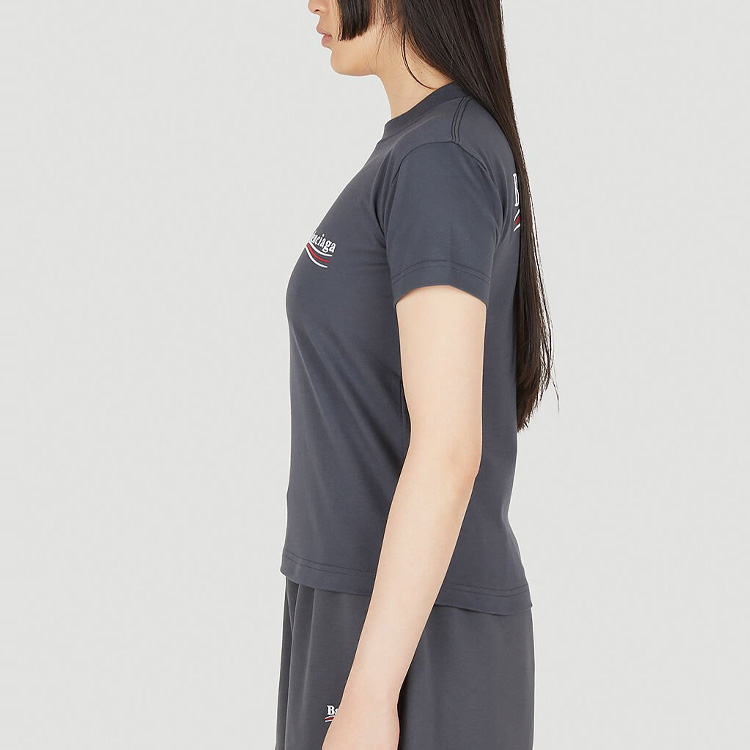 (Women) Balenciaga SS23 Letter Logo Print Crewneck T-Shirt Regular Fit Women’s Dark Grey 612964TKVJ11366 圖 6