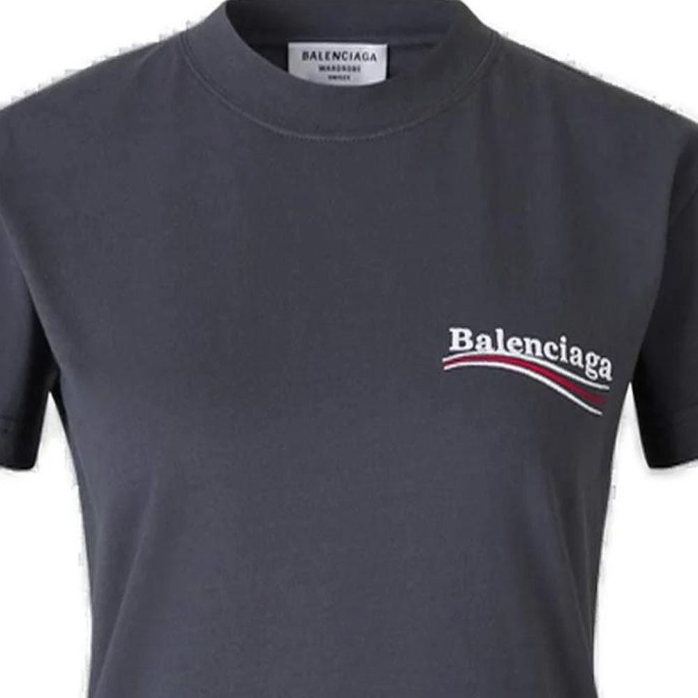 (Women) Balenciaga SS23 Letter Logo Print Crewneck T-Shirt Regular Fit Women’s Dark Grey 612964TKVJ11366 圖 7