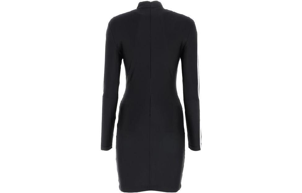 Lookbook (W) 발렌시아가 SS23 로고 프린트 하이넥 롱슬리브 미디 드레스 블랙 728939TYK071000