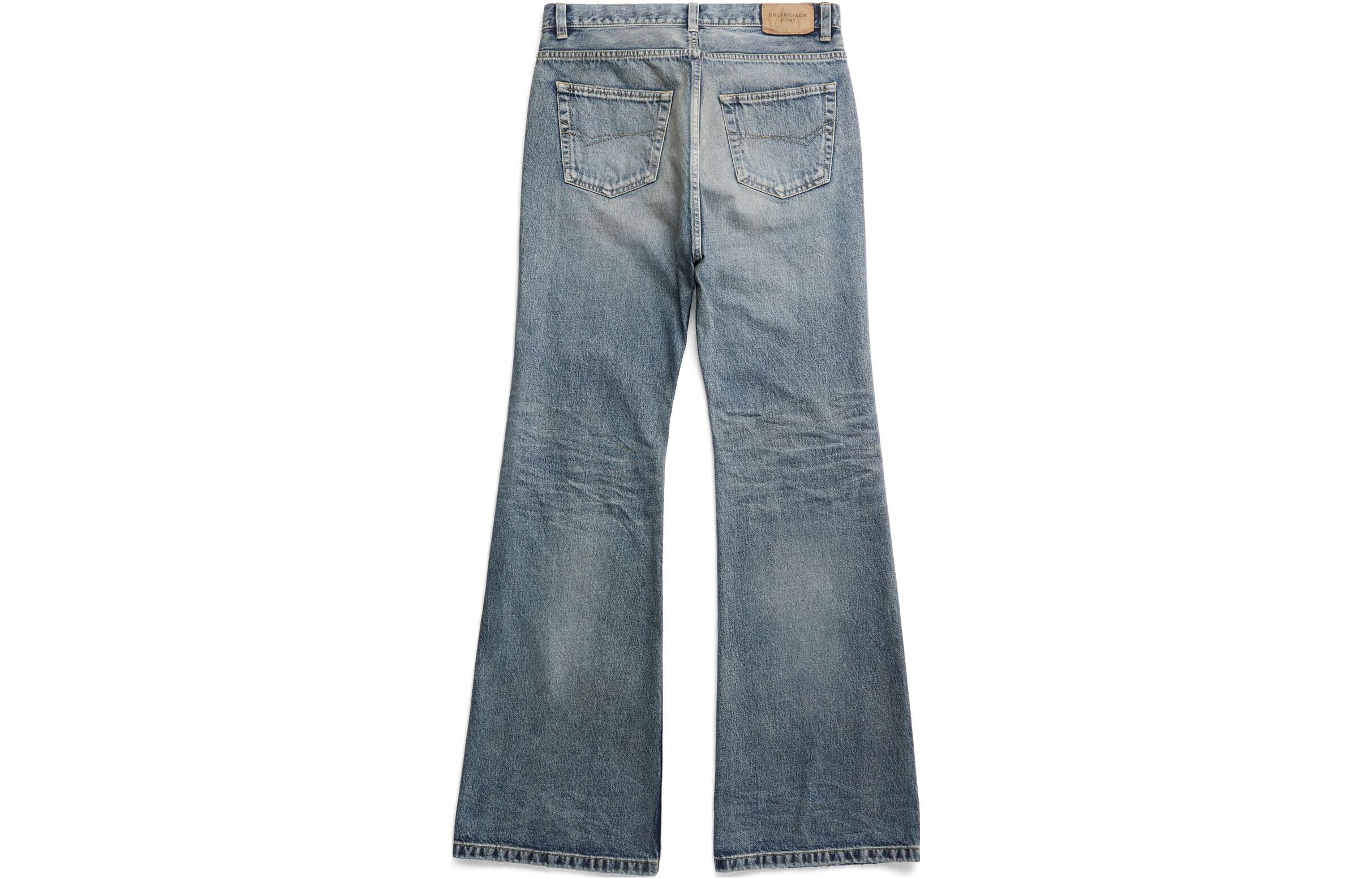 Lookbook (W) 巴黎世家SS23中腰水洗喇叭牛仔裤 女士常规版型蓝色裤。 697829TNW014012