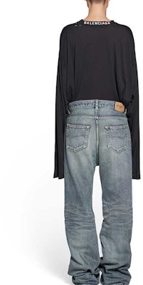 (W) 巴黎世家SS23中腰水洗喇叭牛仔裤 女士常规版型蓝色裤。 697829TNW014012 Purchase (W) 巴黎世家SS23中腰水洗喇叭牛仔裤 女士常规版型蓝色裤。 697829TNW014012