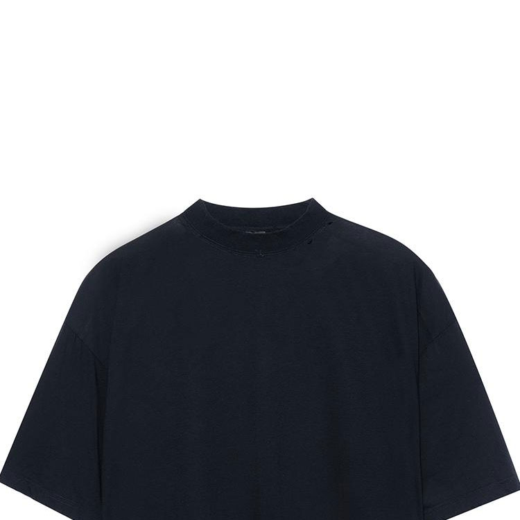 Shop (W) 巴黎世家SS23女款宽松版字母印花黑色T恤。 739784TOVF49034