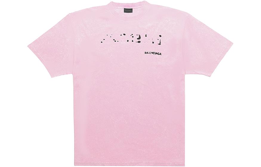 Buy (Women) Balenciaga SS23 Pink Blur Shadow Print Logo Regular Fit  T-Shirt. 641655TOVO53204
