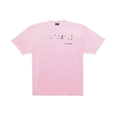 (Women) Balenciaga SS23 Pink Blur Shadow Print Logo Regular Fit T-Shirt. 641655TOVO53204