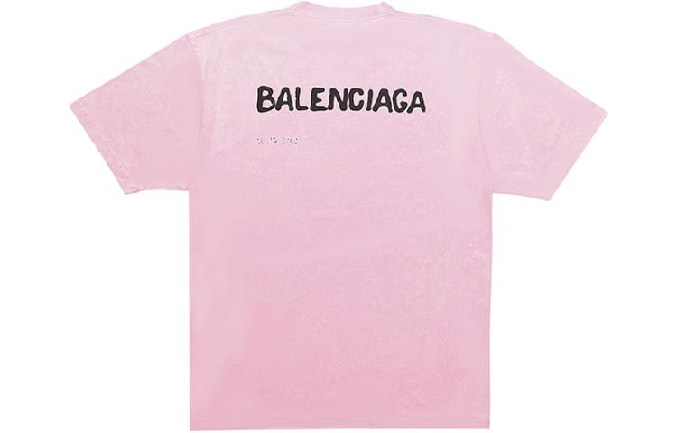Lookbook (Women) Balenciaga SS23 Pink Blur Shadow Print Logo Regular Fit  T-Shirt. 641655TOVO53204