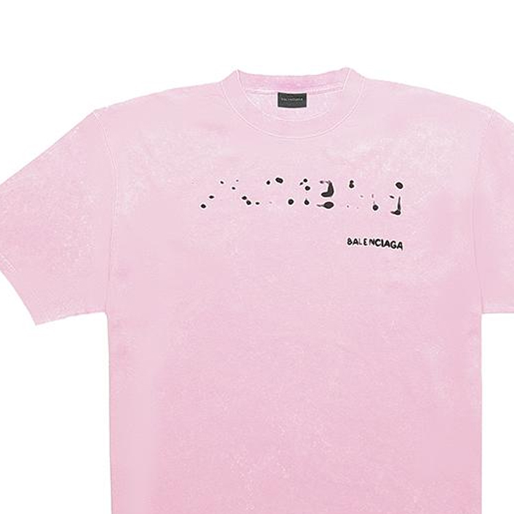 Purchase (Women) Balenciaga SS23 Pink Blur Shadow Print Logo Regular Fit  T-Shirt. 641655TOVO53204