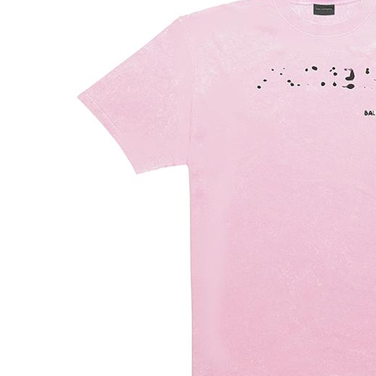 Sizing (Women) Balenciaga SS23 Pink Blur Shadow Print Logo Regular Fit  T-Shirt. 641655TOVO53204