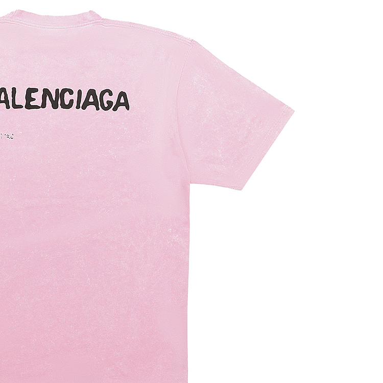 Cheap (Women) Balenciaga SS23 Pink Blur Shadow Print Logo Regular Fit  T-Shirt. 641655TOVO53204