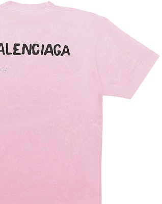 (W) Balenciaga SS23 粉色模糊陰影標誌常規版型 T 恤。 641655TOVO53204 Cheap (W) Balenciaga SS23 粉色模糊陰影標誌常規版型 T 恤。 641655TOVO53204