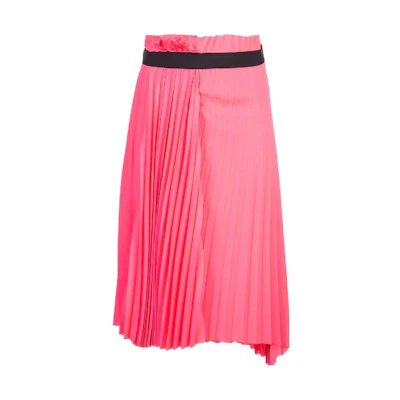 (Women) Balenciaga SS23 Pink Pleated Midi Skirt with Logo, Regular Fit. 529757TEO055900