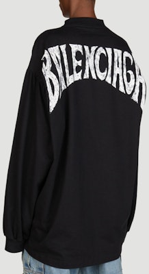 (W) バレンシアガ SS24 ブラック シーニック レター オーバーサイズ 長袖 Tシャツ 772208TPVL91070 Shop (W) バレンシアガ SS24 ブラック シーニック レター オーバーサイズ 長袖 Tシャツ 772208TPVL91070