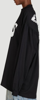 (W) バレンシアガ SS24 ブラック シーニック レター オーバーサイズ 長袖 Tシャツ 772208TPVL91070 Purchase (W) バレンシアガ SS24 ブラック シーニック レター オーバーサイズ 長袖 Tシャツ 772208TPVL91070